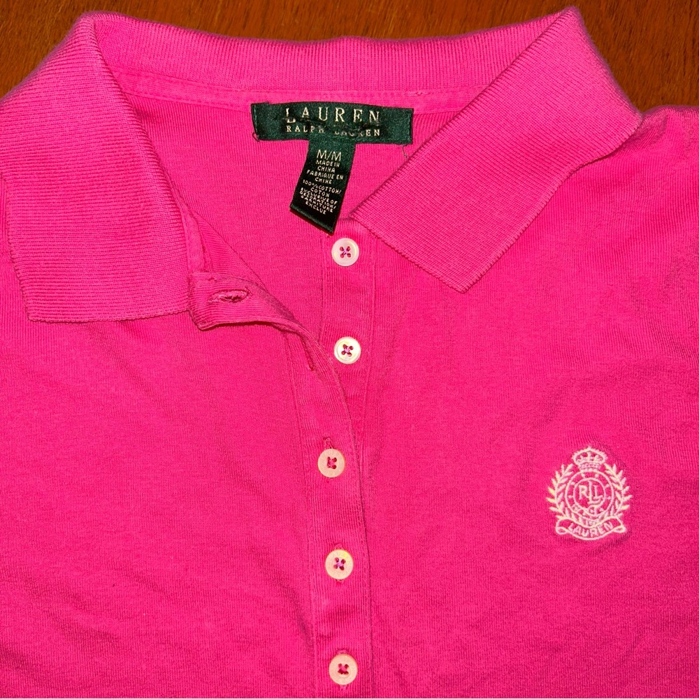 Lauren Ralph Lauren Bright Pink Short Sleeve Polo - Picture 2 of 5